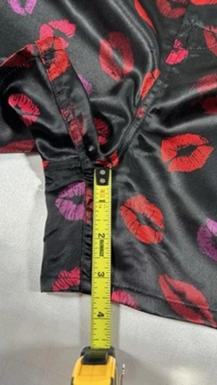 Rare Y2K MAX DECO SHINY GLANZ SATIN BOXERS LIPS AND KISSES SIZE L WITH FLY